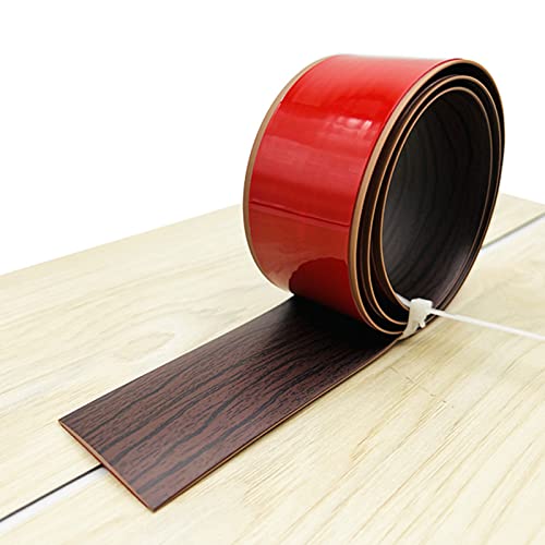 PVC Selbstklebend Abdeckleiste 1/3/10M Übergangsprofil Wasserdicht Selbstklebend,Übergangsschiene Abschlussprofil,Gummi Wandsockelleiste,Boden Teppich Laminat (Schwarze Walnuss, 1M) von IGTOPS