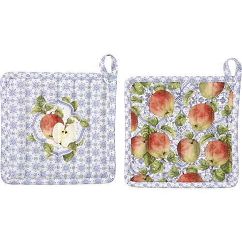 IHR Classical Apples Topflappen 1 Paar blau 20x20cm Apfel Früchte Obst Baumwolle von IHR