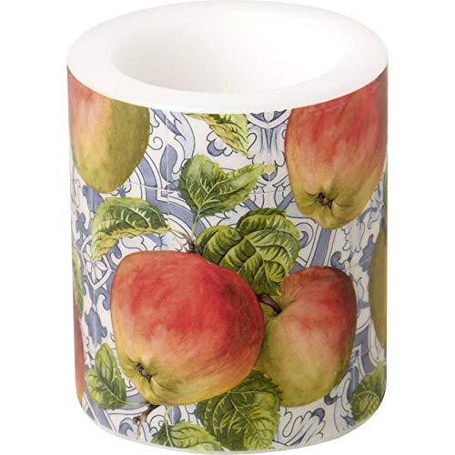 IHR Classical Apples Windlicht D 9 x H 10 cm blau Wachskerze Apfel Früchte Obst Motivkerze von IHR