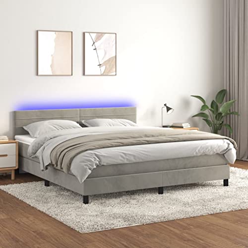IKAYAA Boxspringbett 160 x 200 cm - Bett mit LED Beleuchtung, Topper & Matratzen - Boxspringbett 160 x 200 cm mit Matratze, Einzelbett mit Matratze, Polsterbett 160 x 200 cm Hellgrau Type-51 IKAYAA Boxspringbett 160 x 200 cm - Bett mit LED Beleuchtung, Topper & Matratzen - Boxspringbett 160 x 200 cm mit Matratze, Einzelbett mit Matratze, Polsterbett 160 x 200 cm Hellgrau Type-51 von IKAYAA