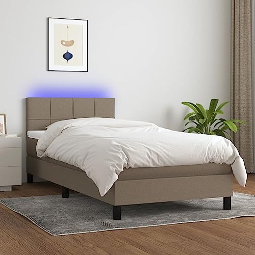 IKAYAA Boxspringbett mit Matratze & LED Boxspringbett 100x200 mit matratze Bett 100x200 mit matratze und lattenrost Polsterbett 100x200 cm mit Matratze Bett mit Kopfteil Stoff-Taupe-100 x 200 cm IKAYAA Boxspringbett mit Matratze & LED Boxspringbett 100x200 mit matratze Bett 100x200 mit matratze und lattenrost Polsterbett 100x200 cm mit Matratze Bett mit Kopfteil Stoff-Taupe-100 x 200 cm von IKAYAA