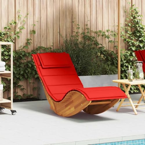 IKAYAA Gartenliege Holz Schaukelliege mit Auflage Akazieholz Garten Sauna Liege Holzliege Balkon Liege 154 x 60 x 74 cm, Rot IKAYAA Gartenliege Holz Schaukelliege mit Auflage Akazieholz Garten Sauna Liege Holzliege Balkon Liege 154 x 60 x 74 cm, Rot von IKAYAA