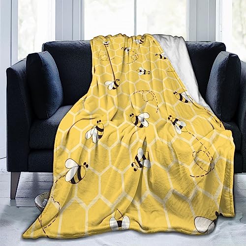 ILEABEC Bee Überwurfdecke, weiche Reisedecke, leichte Outdoor-Decken, warme Decke, für alle Jahreszeiten, flauschige Flanelldecke für Sofa, Couch, Bett (203,2 x 152,4 cm) von ILEABEC