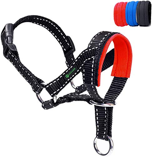 ILEPARK Hundehalfter Mit Reflektierendem Riemen, Halfterhalsband Für Hunde, Verstellbar Und Einfach Zu Kontrollieren. (L,Rot) von ILEPARK