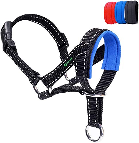 ILEPARK Hundehalfter Mit Reflektierendem Riemen, Halfterhalsband Für Hunde, Verstellbar Und Einfach Zu Kontrollieren. (M,Blau) von ILEPARK