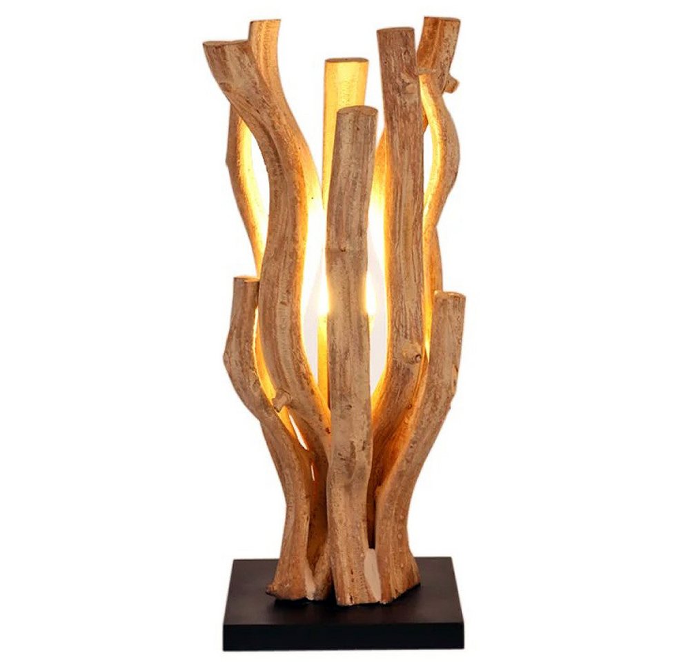 IMAGO Tischleuchte kleine Tischlampe Holz Liane, ohne Leuchtmittel, 39 cm hoch, Holzlampe, Natur, schwarz, eckig von IMAGO