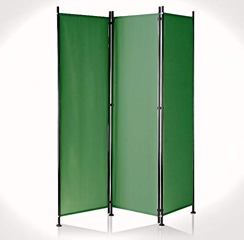 IMC Paravent 3-teilig grün Raumteiler Trennwand Sichtschutz, faltbar/flexibel verstellbar, wetterfester Polyester-Stoff, Schwarze Metallstangen von IMC Manufactoria