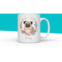 Personalisierte Mops Tasse, Blumen Geschenk, Becher, Geschenk Für Liebhaber, Geburtstag, Hundebesitzer Mama Süße Geschenke Frauen von IMMOSS