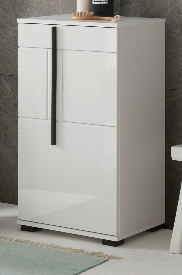 Furn.Design Badkommode Design-D (Badschrank in weiß Hochhglanz, 45 x 87 cm), mit viel Stauraum von Furn.Design
