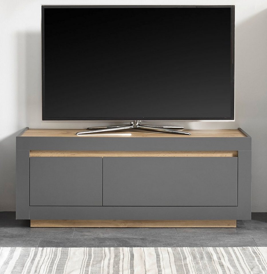 Furn.Design Lowboard Rooky (Fernseher Unterschrank Anthrazit und Eiche, 140 x 56 cm), Komforthöhe, mit Stauraum von Furn.Design
