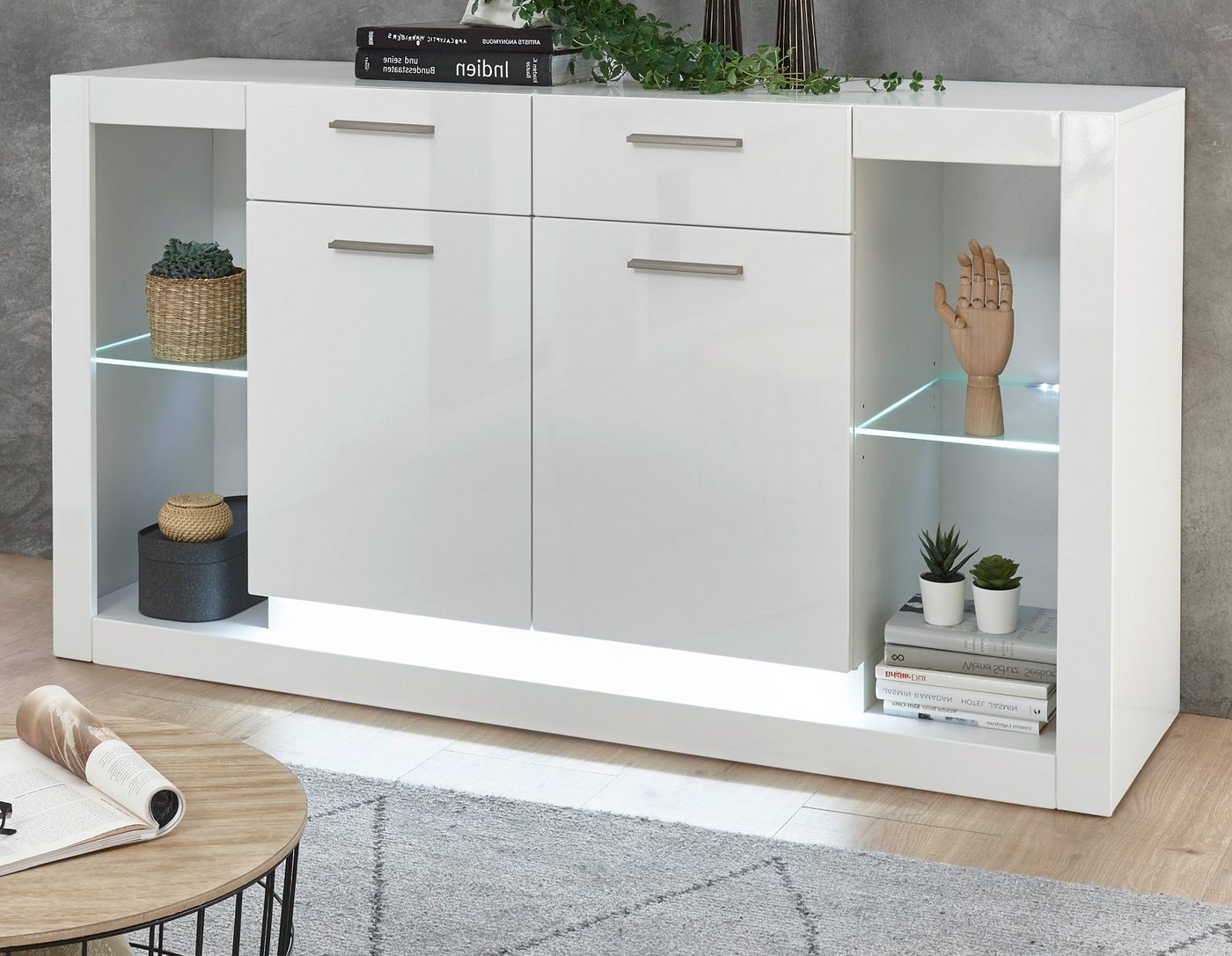 Furn.Design Sideboard Ladis (Kommode in weiß mit Türen und Schubladen, 150 x 83 cm), Hochglanz von Furn.Design