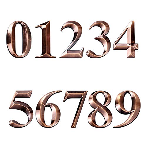 INCREWAY 3D-Adressnummern, 5 cm, selbstklebend, Briefkasten-Nummern 0–9, für Wohnung, Zuhause, Büro (Rotbronze), 10 Stück von INCREWAY