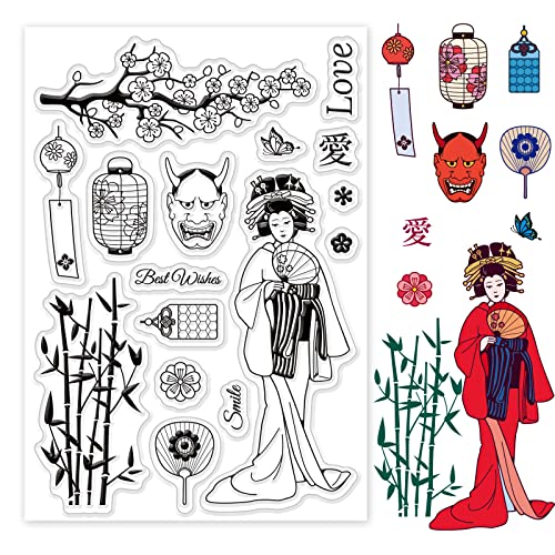 INFUNLY Kimono Sarawak Klare Stempel Für Die Kartenherstellung Im Japanischen Stil Silikonstempel Für DIY Scrap-Booking Dekoration Album Crafts von INFUNLY