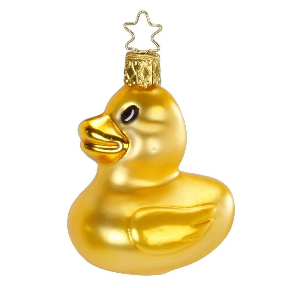 INGE-GLAS® Christbaumschmuck, Christbaumschmuck Glas Figur Ente lustiger Weihnachtsschmuck 7cm gelb von INGE-GLAS®
