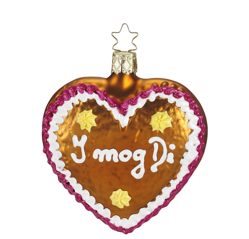 Christbaumschmuck I Mog Di, Lebkuchenherz (1-tlg), mundgeblasen, handbemalt von INGE-GLAS®