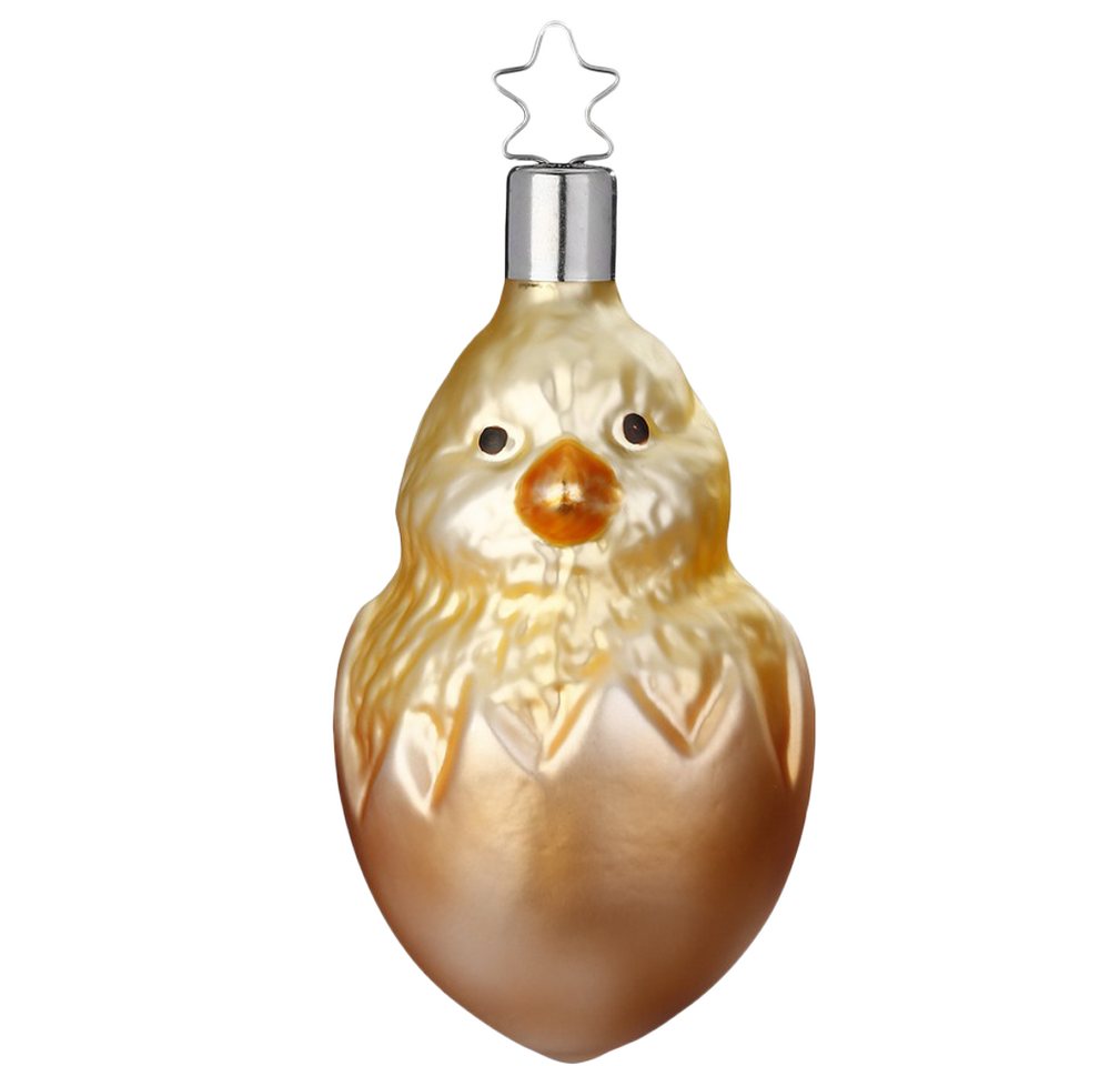 Christbaumschmuck Küken im Ei 8cm, braun Frühlingserwachen (1-tlg), mundgeblasen, handbemalt von INGE-GLAS®