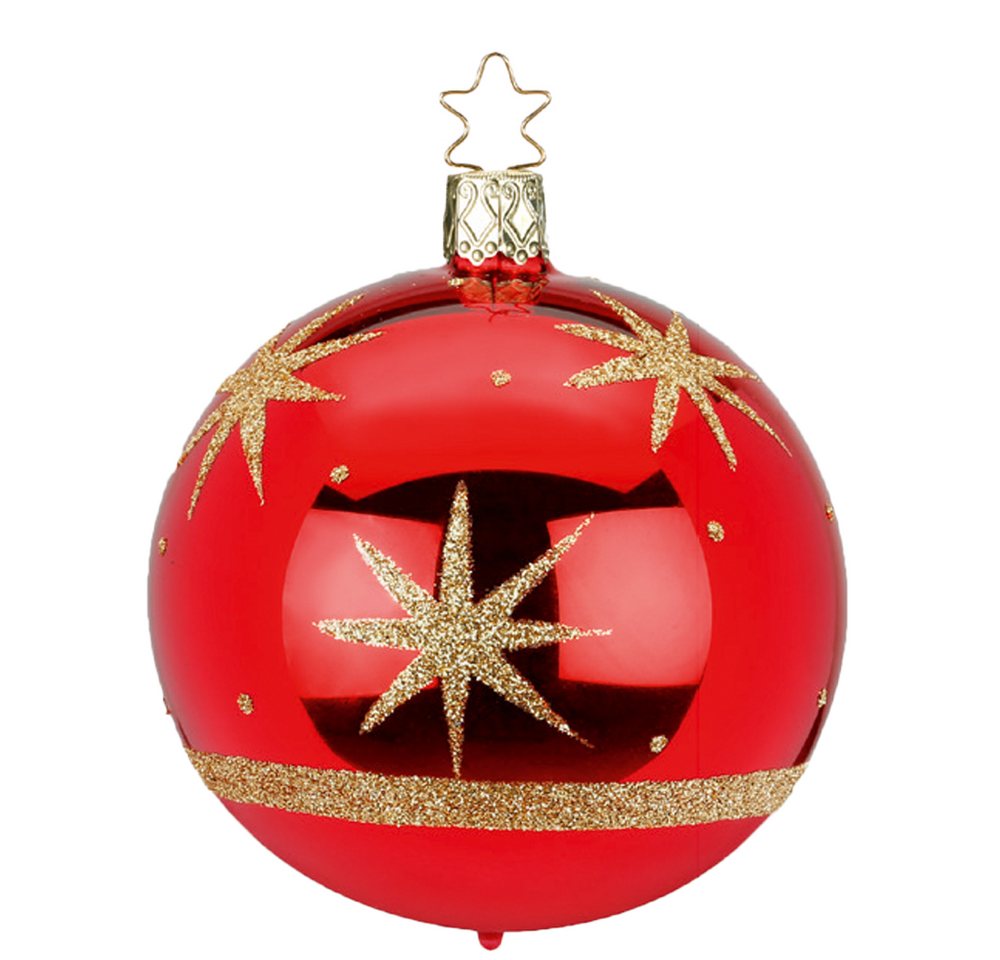 Weihnachtsbaumkugel Starry Sky rot (1 St), mundgeblasen, handbemalt von INGE-GLAS®