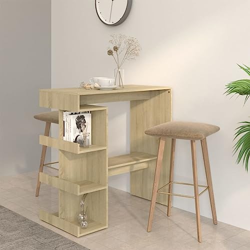 INLIFE Bartisch mit Regal Sonoma-Eiche 100x50x101,5 cm Holzwerkstoff,30.6kg,809452 von INLIFE