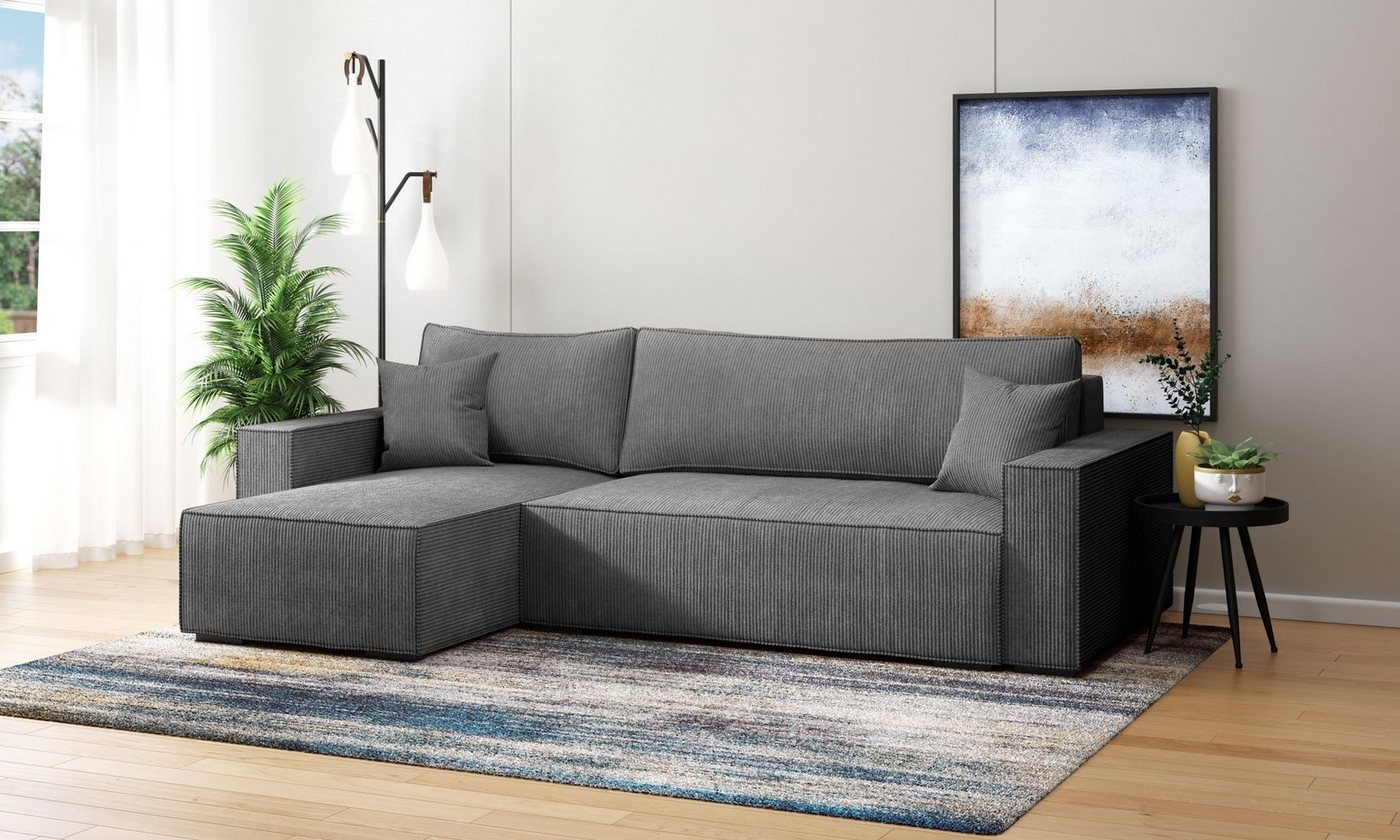 INOSIGN Ecksofa Winton Cordsofa / Schlafsofa 253 cm, Cord, Recamiere wechselbar, Schlaffunktion (130/208cm), Bettkasten von INOSIGN