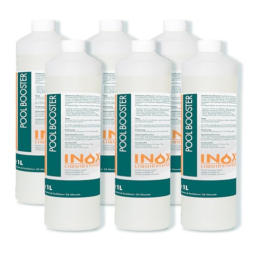 INOX® - Effektiver Pool Booster 6x1L Algenvernichter Pool | Flüssiges Algizid für Pool | Desinfizierendes Reinigungsmittel gegen Algen | Hochwirksames Algizid Pool flüssig von INOX-LIQUIDSYSTEMS