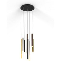 Inspired Lighting - Inspired Mantra Cala Runde Pendelleuchte mit 8 Leuchten, 48 w led, 3000 k, 3360 lm, Sandweiß/Sandschwarz/Gold/Rostbraun, 3 Jahre von INSPIRED LIGHTING