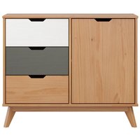 Ebuy24 - Scandik Kommode , Sideboard 1 Tür, 3 Schubladen honig,weiß,grau. von EBUY24