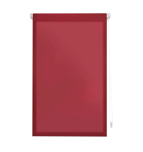 INTERBLIND Premium EasyFix Rollo, durchscheinend, glatt, 67 x 180 cm (Breite x Höhe) - Premium-Rollo ohne Werkzeug, Maße Stoff 64 x 175 cm, ohne Bohren, Bordeaux von INTERBLIND