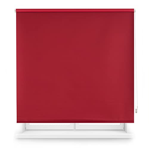 INTERBLIND | Premium Verdunkelungsrollo, einfarbig, Größe 100 x 230 cm Breite x Höhe - Verdunkelungsrollo Stoff 97 x 225 cm - Thermo Rollo Bordeaux - Licht-, Kalt- und Wärmedämmung von INTERBLIND