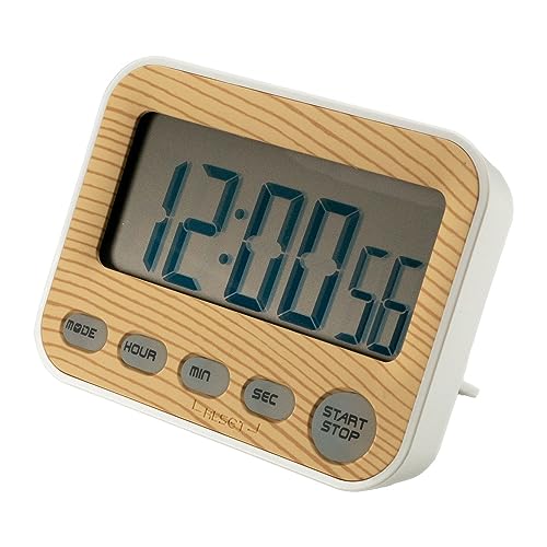 INTIRILIFE Digitaler Timer in Holz - Optik - 9 x 3 x 7 cm - Küchenuhr Kurzzeitmesser Eieruhr in Holzoptik mit LCD Display - Stoppuhr Küchentimer Wecker Alarm Uhr Kochuhr von INTIRILIFE