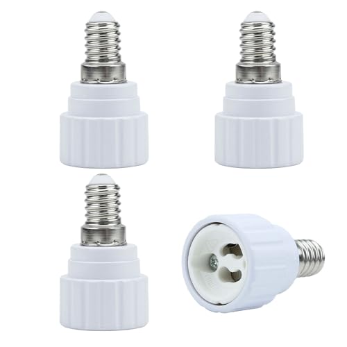 INTIRILIFE E14 auf GU10 Lampensockel Adapter in WEISS - 4x Lampenadapter zum Umformatieren von E14 auf GU10-4er Set Konverter für Lampenfassung für LED Glühbirnen von INTIRILIFE