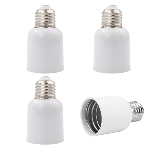 INTIRILIFE E27 auf E40 Lampensockel Adapter in Weiss - 4X Lampenadapter zum Umformatieren von E27 auf E40-4er Set Konverter für Lampenfassung für Glühbirnen, LED, Halogen, Energiesparlampen von INTIRILIFE