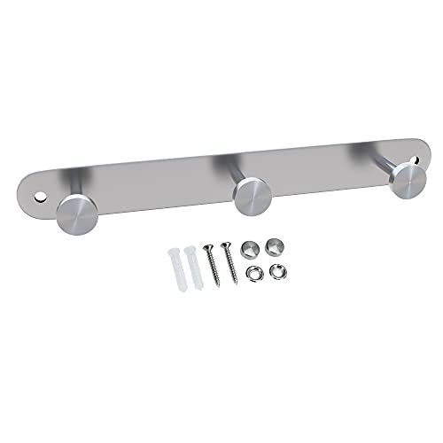 INTIRILIFE Edelstahl Garderobenleiste Modell A - 3 Haken - 22 x 2.55 cm - Kleiderhaken Garderobe Hakenleiste in 5 verschiedenen Designs von INTIRILIFE