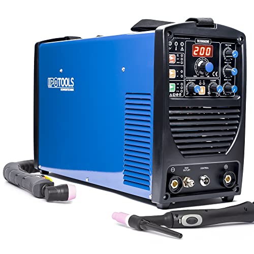 IPOTOOLS TC200ACDC WIG Schweißgerät AC DC - 4in1 Kombi Schweissgerät 200 Amper Mit Plasmaschneider 50 A Inverterschweißgerät Inkl HF-Zündung, Pulsfunktion, MMA E-Hand, IGBT, 7 Jahre Garantie von IPOTOOLS