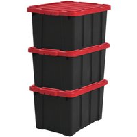 Iris Ohyama - 50L Plastik Aufbewahrungsbox für die Garage, 3er Set, ddskt 450, Schwarz/Rot, B59 x T38.5 x H32 cm. von IRIS OHYAMA