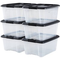Iris Ohyama - Kunststoff-Aufbewahrungsbox, 15 l Garagen-Aufbewahrungsbox, 6er-Set, NTB-15, transparent, stapelbar, Verschlussklammern – B39,5 x T29 x von IRIS OHYAMA