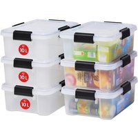 Iris Ohyama - Aufbewahrungsbox aus Kunststoff, Set mit 6 hermetischen Boxen à 10 l, at-s, Transparent, B39 x T29 x H14 cm von IRIS OHYAMA