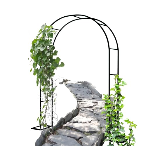 Gartenbogen für Pflanzen zur Unterstützung von Rosen die Torbogen-Gartendekoration Garten-Pergola für Innen- und Außenbereich Rasen Garten Verschiedene Kletterpflanzen Wetterfest mit Sockel(Color:Blac von IRUGS