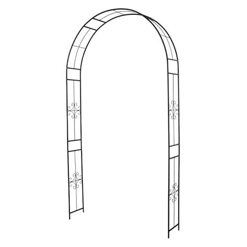 IRUGS Rosenbogen Metall Torbogen Garten Wetterfest Rostfrei Rankbogen Metall für Terrasse Eingang Hinterhof Rasen Torbogen Pergola stark Witterungsbeständigkeit W×H 1.2x2.1m(Color:Black) von IRUGS