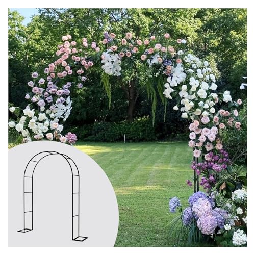 Metall-Gartenbogen Hochzeitsbogen Gartenlaube Torbogen Gartenbogen für den Innenbereich Spalier verschiedene Kletterpflanzen im Freien Garten Rasen Hinterhof mit Sockel(Color:Black,Size:1.2x2.2m/3.93x von IRUGS