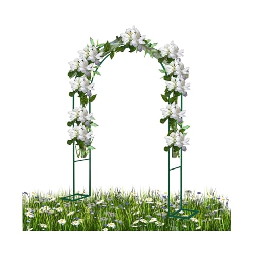 Rosenbogen aus Metall gartenbogen für Pflanzen zur Unterstützung von Rosen die Torbogen-Gartendekoration Garten-Pergola für Innen- und Außenbereich Rasen Garten mit Sockel stabil(Color:Dark green,Size von IRUGS