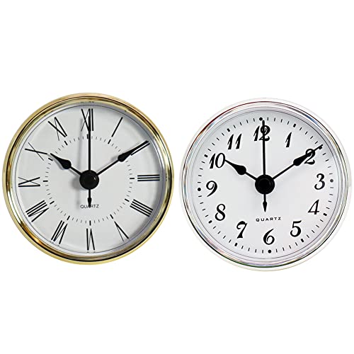 ISAKEN 70 mm Quarzwerk Runde Uhr aus Quarzuhr mit Römischen Ziffern, Uhrwerk aus Metall Einbau-Uhr Modellbau-Uhr Quartz Uhrwerk (70 mm) DIY Quartz Uhrwerk Zubehör Europäischer Stil Clock von ISAKEN