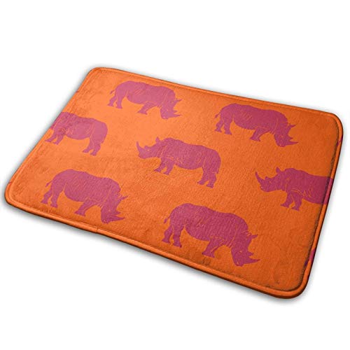 40 x 60 cm Rhino Pink auf Orange Badematte Fußmatte Teppich Anti-Rutsch-Teppich für Innen- und Außenbereich, Küche, Eingang, Badezimmer von IUBBKI