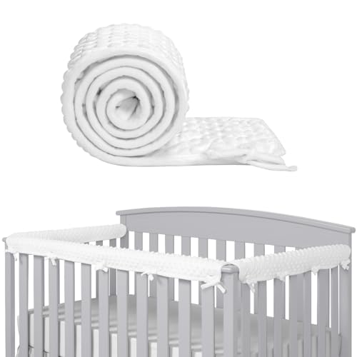 IULONEE 3pcs Baby Bed Rail Cover Protector Set Kinderbett Kantenschutz 128x18cm/68x18cm Bettkantenschutz Babybett Passt auf Seiten und Vorderschienen Bettgeländer Schutzhülle Weiß von IULONEE