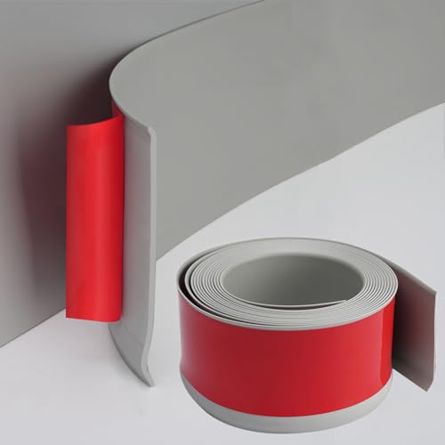 PVC Weichsockelleiste Selbstklebend - 10cm x 10m Sockelleiste Selbstklebend, Flexible Zierleiste Sockelleisten für Küche Badezimmer Wohnzimmer (Grau 10M) von IVEOPPE