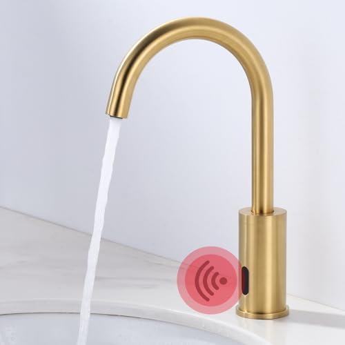 iVIGA Wasserhahn Sensor, Badarmatur Infrarot Sensor für Badezimmer Wasserhahn Bad Automatisch mit Steuerkasten Temperatur Mischer, Golden von IVIGA