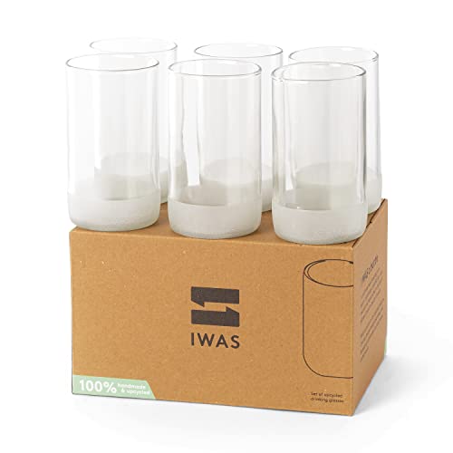 IWAS Upcycled Hohe Klare Trinkgläser | 350 Ml | 12 Oz | (6Er-Set) | Becher Aus Recyceltem Glas, Perfekt Für Cocktails von IWAS