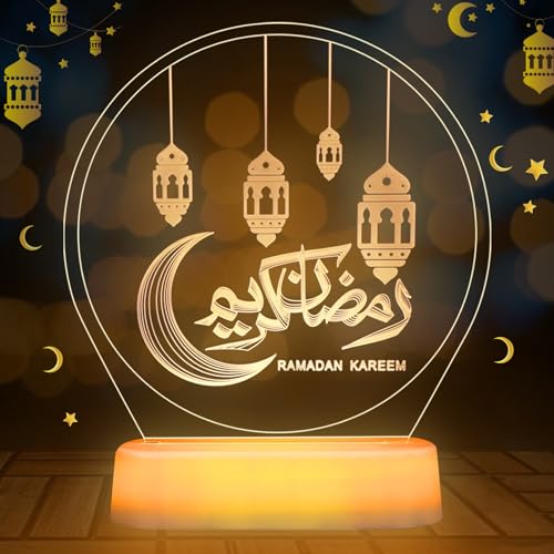 IWTBNOA Ramadan Dekoration Lichter, Muslim Nachtlicht, LED Ramadan Licht, Mubarak Ramadan LED Lampe, Eid Mubarak Dekoration Licht, Muslim Islamic Dekoration für Ramadan Deko Party Geschenke von IWTBNOA