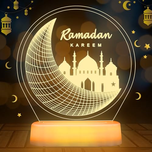 IWTBNOA Ramadan Dekoration Lichter, Muslim Nachtlicht, LED Ramadan Licht, Mubarak Ramadan LED Lampe, Eid Mubarak Dekoration Licht, Muslim Islamic Dekoration für Ramadan Deko Party Geschenke von IWTBNOA