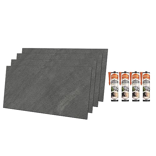 IZODEKOR Wandverkleidung Marmoroptik -4 Pcs 120x60cm- Alternative zu Badfliese/Küchenfliese, Duschwandpaneele, Wandpaneel für Küchenrückwand, Badezimmer, mit 4x Montagekleber | Iron Hand von IZODEKOR