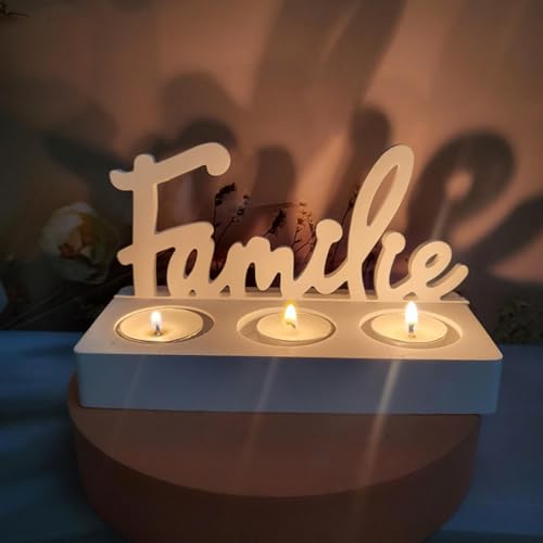 Silikonformen Gießformen Familie Wort | Silikonformen Buchstaben für 3 Teelichthalter | 3D Familie Kerzenhalter Silikon Gießform mit Sockel für Home Familie Deko von Ibuloule